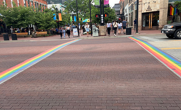 Rainbows painted on the cross walks